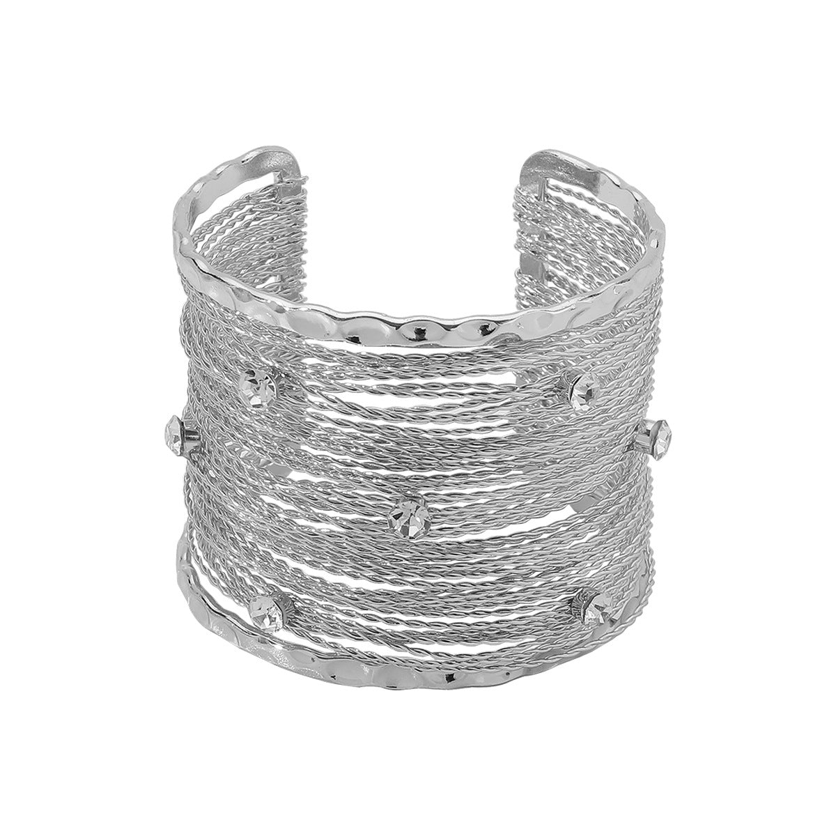 Wholesale Retro Punk Style Wide Edition Metal Brushed Wire Strip Open Bracelet